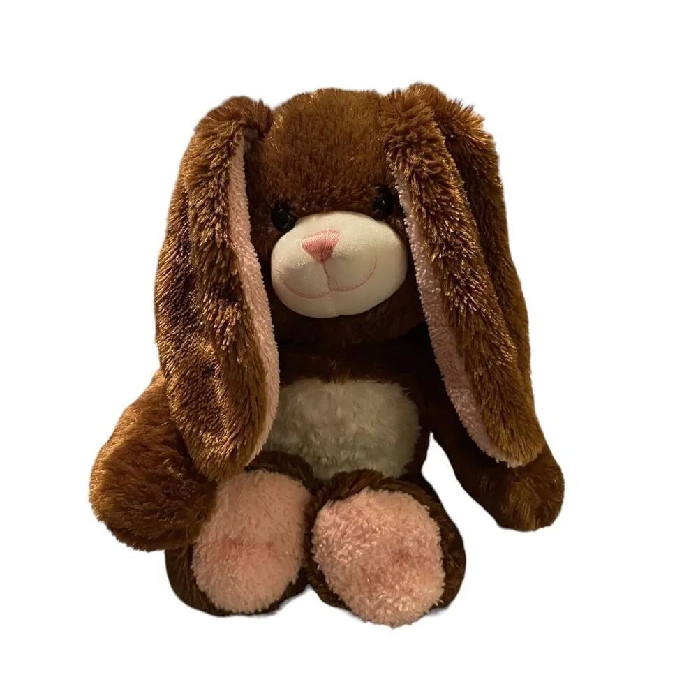 Build A Bear Toy's Dark Brown Pink ears Retured Bunny Plush Stuffed 18"